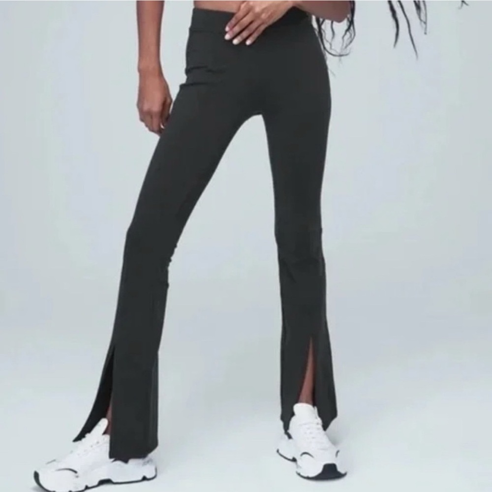 ALO Yoga Black High-Waist Split-Hem Flare Pants
